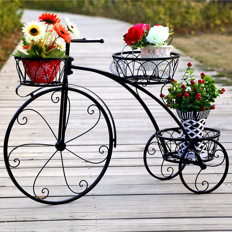 Bicycle Flower Frame Iron Wrought European Styles Balcony Living Room Interior