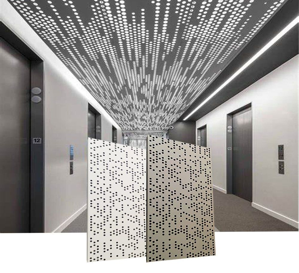 Aluminum Acoustic False Ceiling Tiles Perforated Ceiling Board with LED Lighting