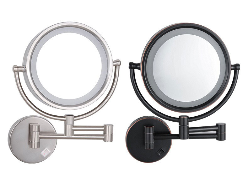 Multi-Function LED Makeup Mirror with Chrome Finish and Adjustable Light