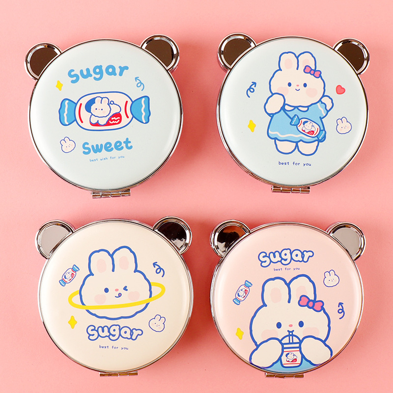 Customize Round Metal Sublimation Compact Mirror Cute Cartoon Lady Pocket Mirrors