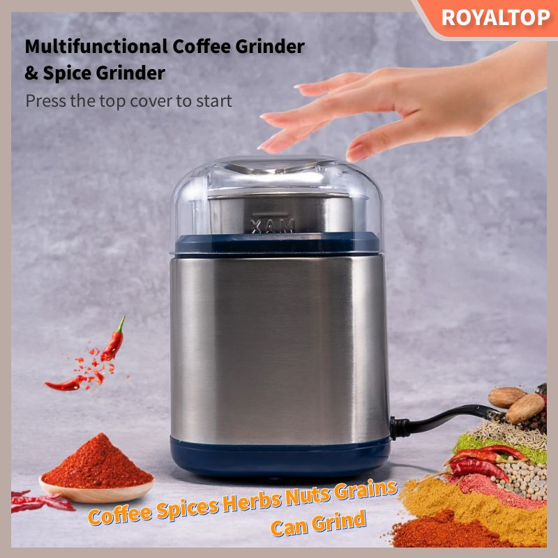 Home and Kitchen 200W Motor Mini Electric Coffee Bean Grinder Machine Stainless Steel Blade Coffee Grinder Set with Bean Bowl