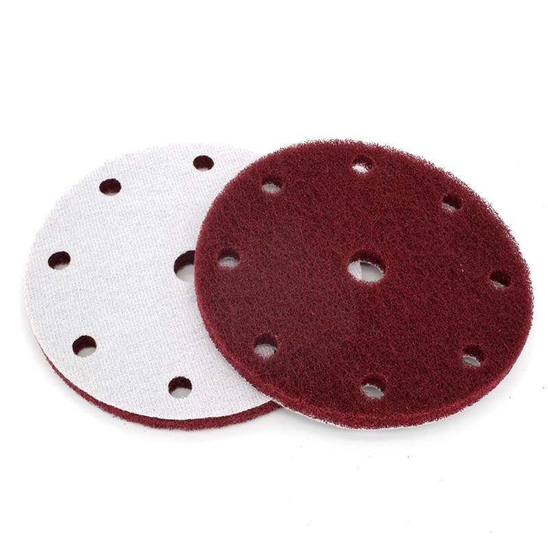 6 Inch 150mm Round Hook and Loop 9-Hole Scouring Pad Industrial Heavy Duty Nylon Cleaning Cloth
