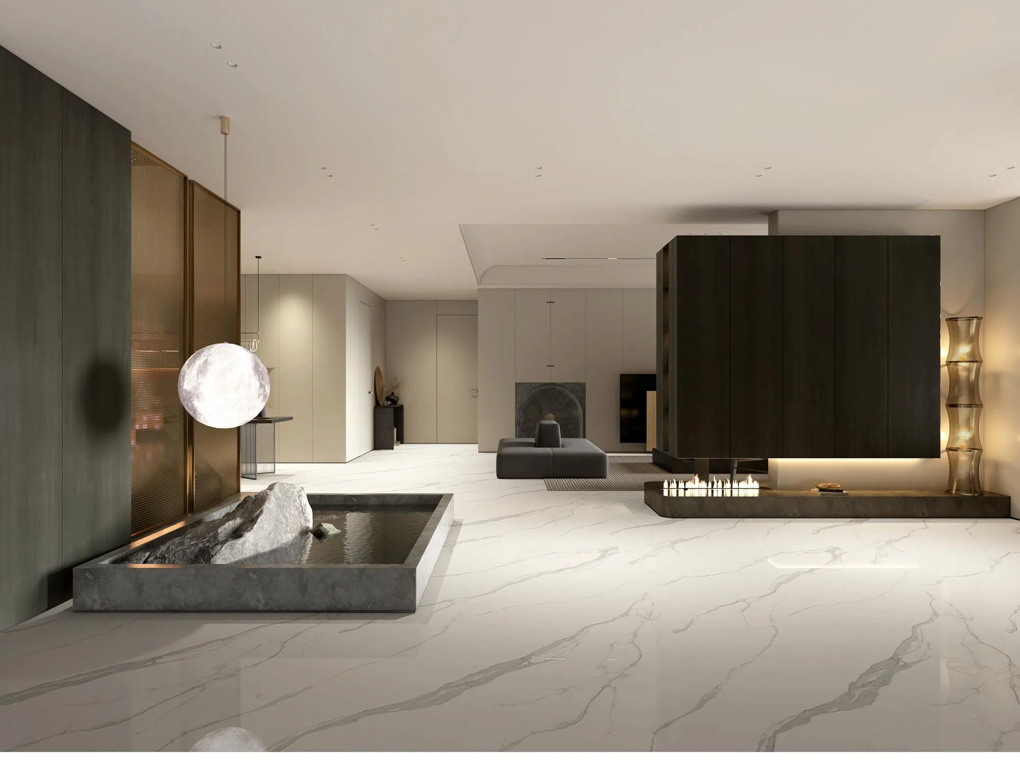 Customization Luxury 12mm High White Marble Villa Porcelain Floor Wall Sintered Slab