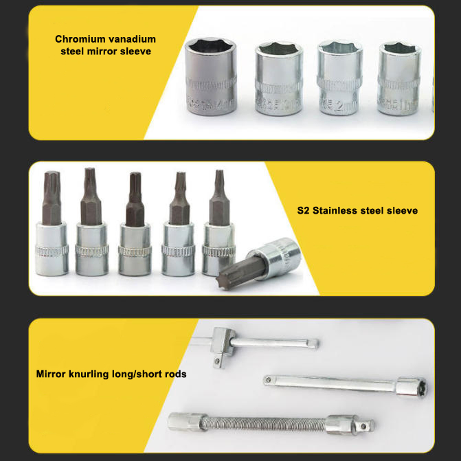 46PCS Car Repair Tool Kit 1/4 Inch Socket Ratchet Torque Wrench Mechanic Tool