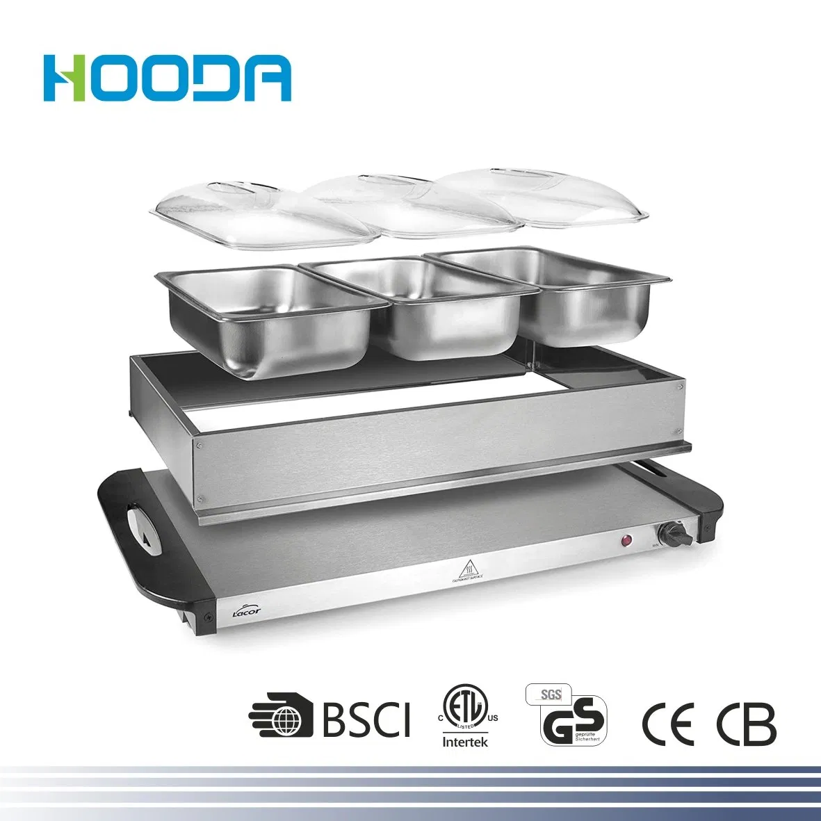 3*2.5L Separate Warming Pans Electric Food Warming Server Buffet Warmer