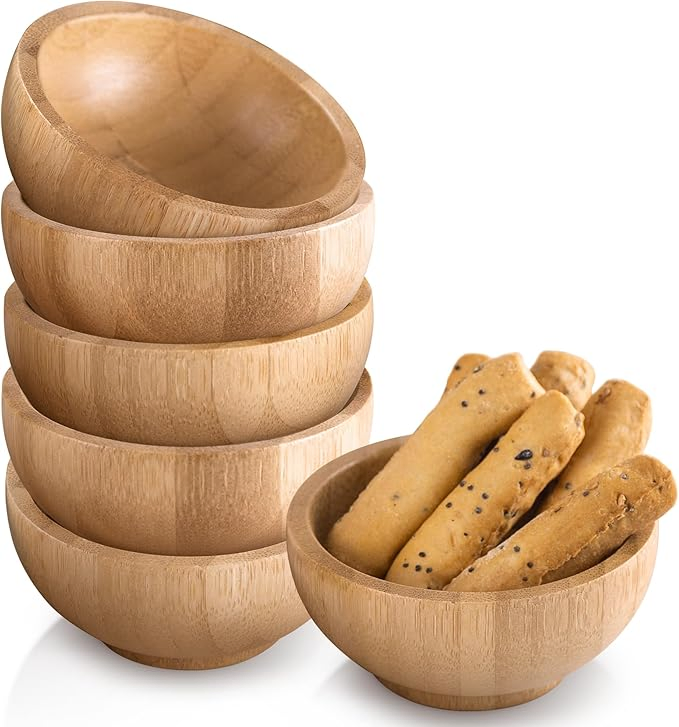 Bamboo Household 6-Pack Suitable for Carrying Bowls, Sauces, Fruits, Snacks, Bamboo Bowls