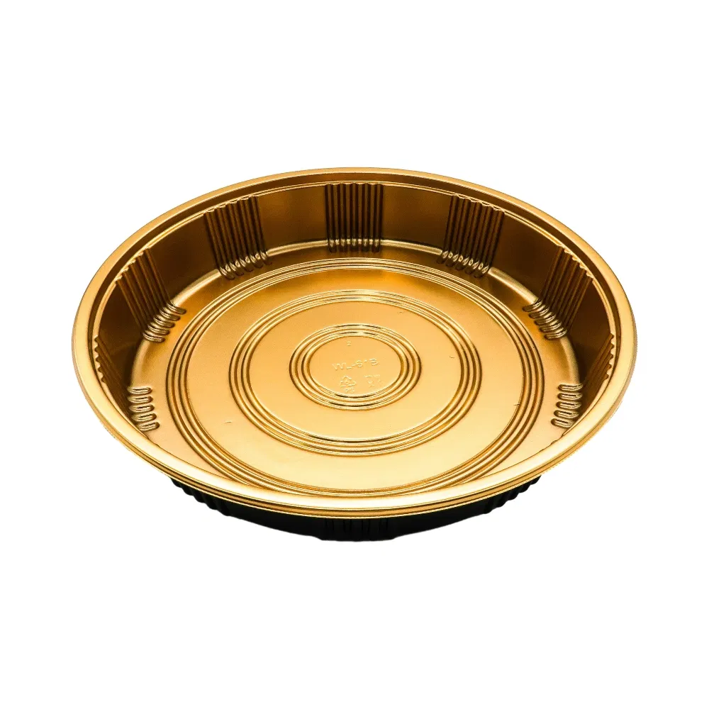 High-Quality Takeout Plastic Sushi Fruit Food Packaging Round Disposable Desserts Food Container Reusable Sushi Roll Party Tray with Clear Lid