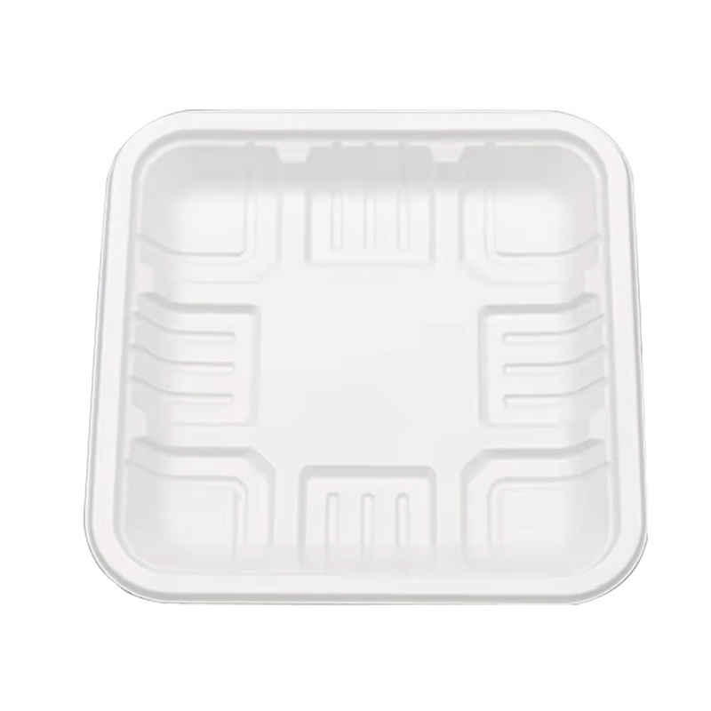 Disposable Cornstarch Square Lunch Food Tray Biodegradable Meat & Fruit Tray for Supermarket