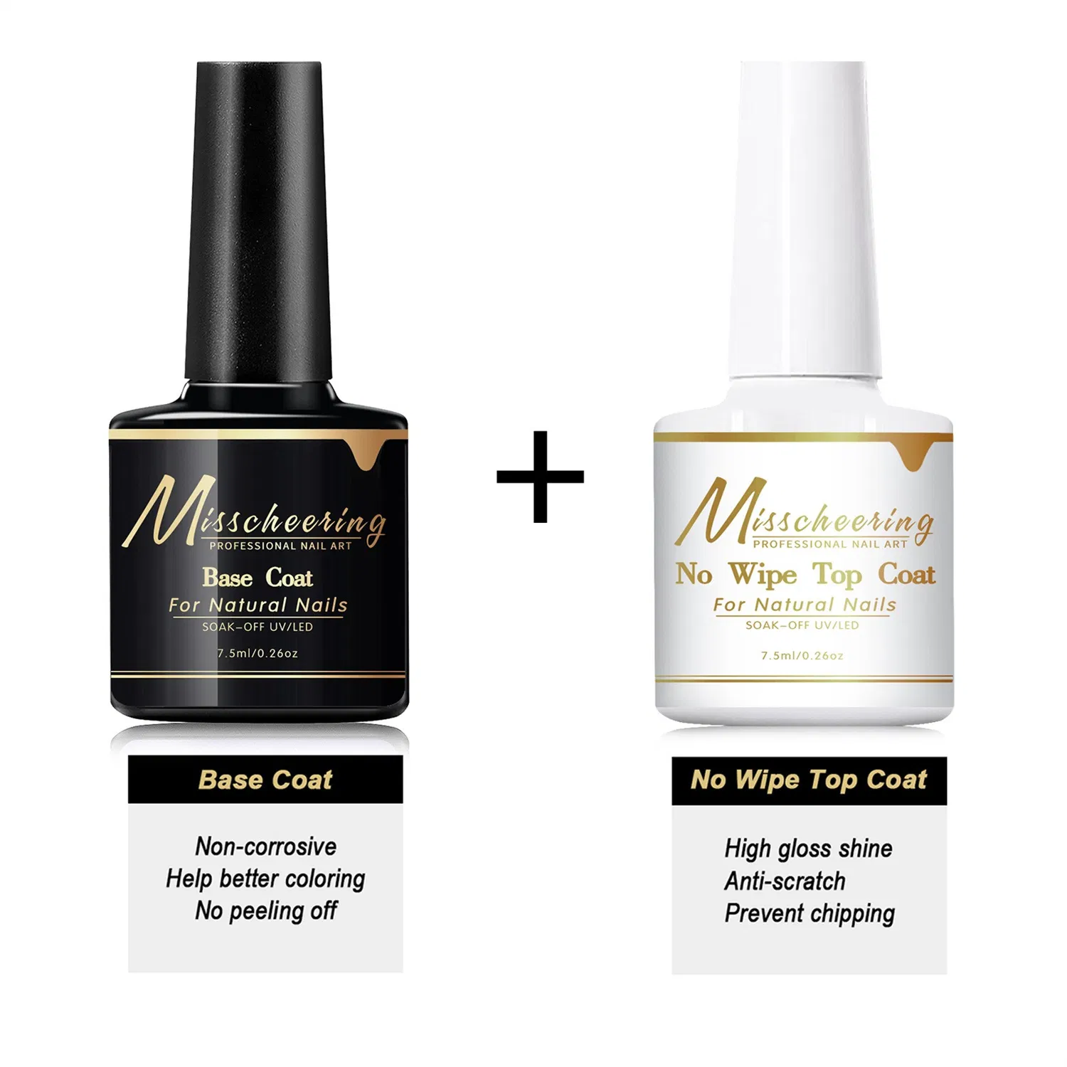 Nail Glue Quick Drying 7.5ml UV Nail Varnish Gel Functional Gel Removable Top Coat Base Coat Set