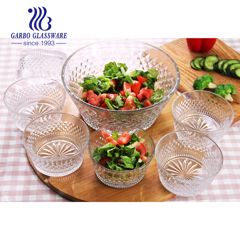 New Arrival 7PCS Glass Salad Bowl Set Big Fruit Bowl with Small Ice Cream Bowl for Home Life Bowl Set