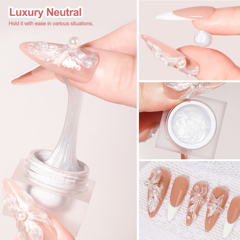 R S Nail Factory Direct 3D Pearl White Non-Stick Hand Carving Gel Satin Texture Sculpting Gel for Nails