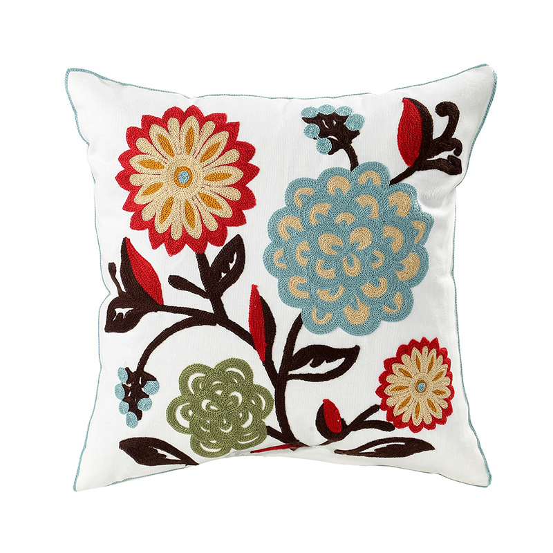 Home Decorative Geometric Embroidery Throw Pillow Covers Custom Soft Sofa Bed Cotton Embroidery Boho Cushion Covers