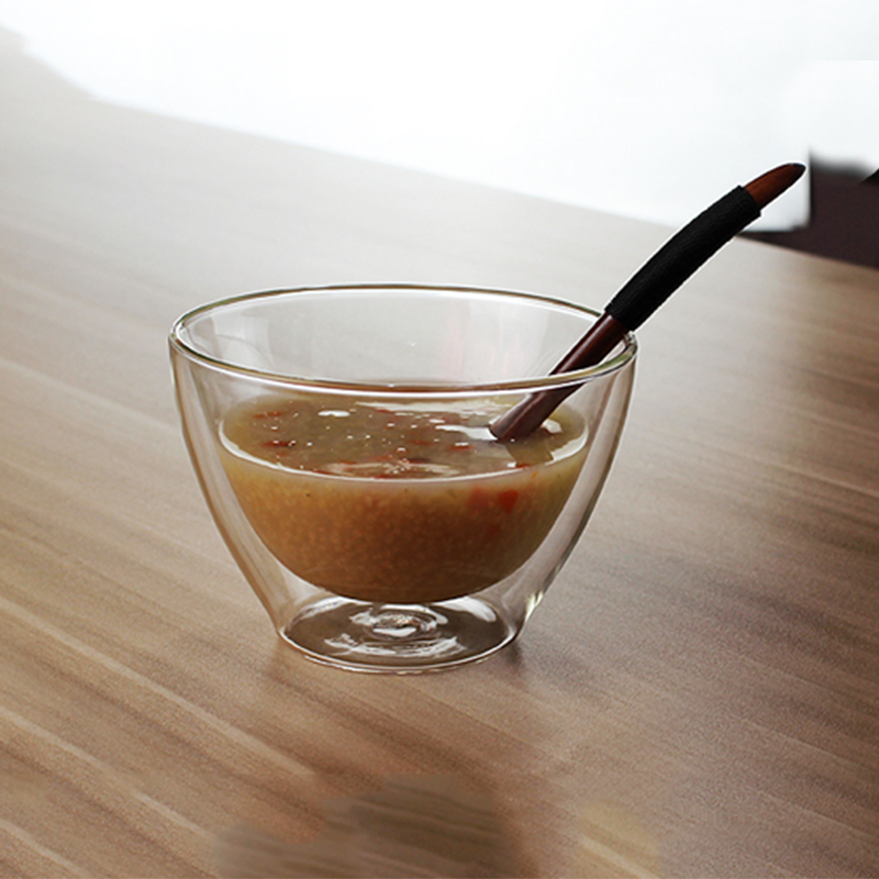 Transparent Double Wall Glass Bowl Tableware