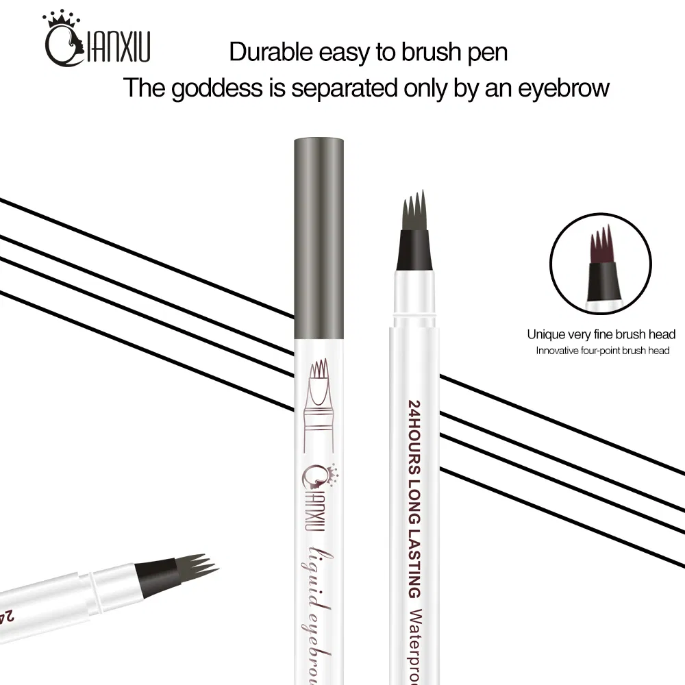 Multi Colors 4 Head Microblading Fork Natural Lasting Waterproof Liquid Eyebrow Pen