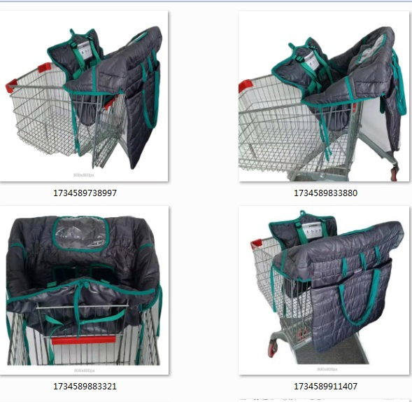 Grid Pattern Quilted Thicker Baby High Chair Cover Baby Shopping Cart Cover