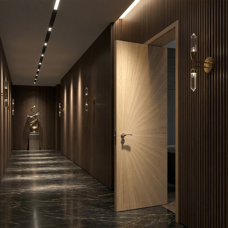 Mumu Design 3D Texture Beautiful Wooden Door Ensures Durability for Long-Term Use