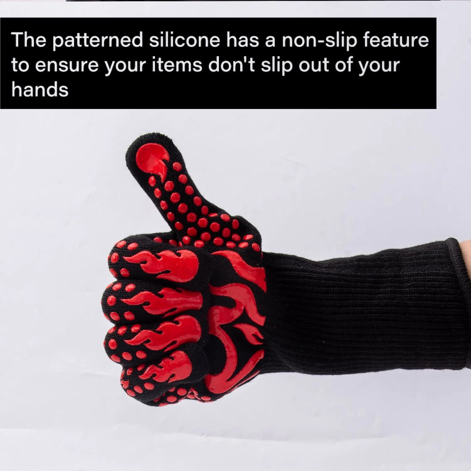 Red Silicone Non Slip Oven Mitts BBQ Gloves for Cooking, Grilling, and Baking Kitchen Glove for Barbecue