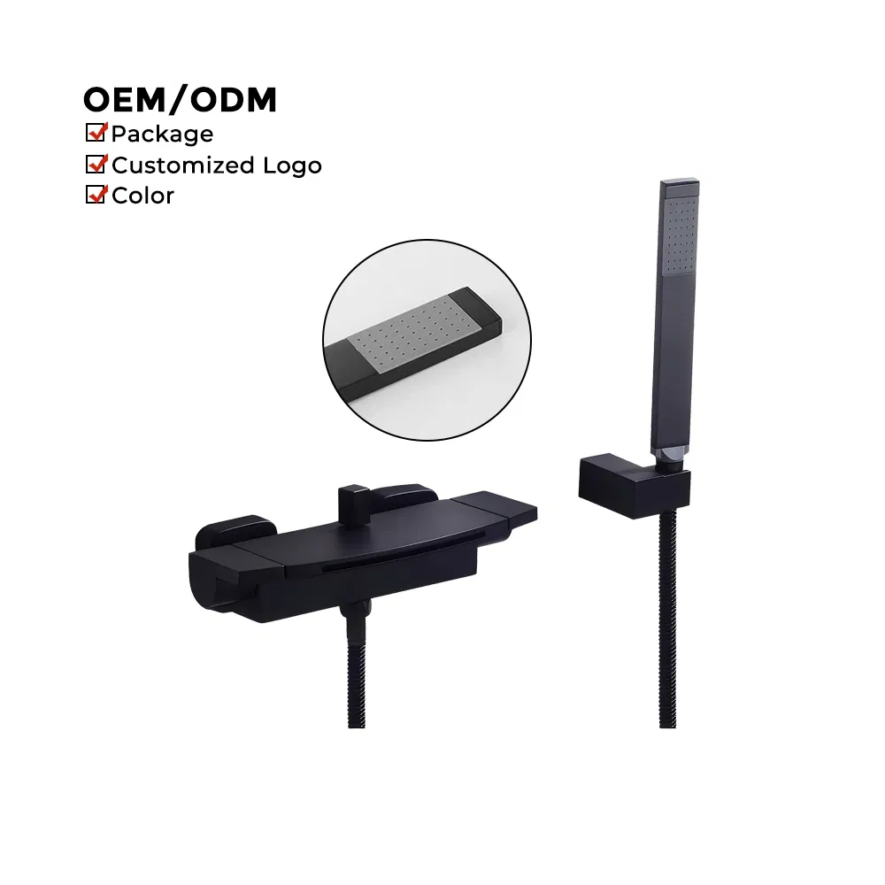 Luxury Modern Brass Matte Black Waterfall Bath Faucet