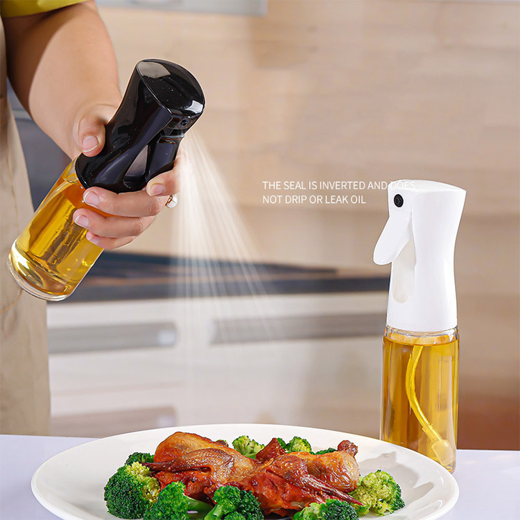 Kitchen Glass Oil Spray Bottle 200ml Transparent Pressure Olive Oil Dispenser Bottle