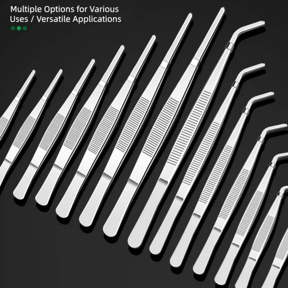 High-Quality Anti-Slip Straight Curved Versatile Metal DIY Tweezers with Teeth