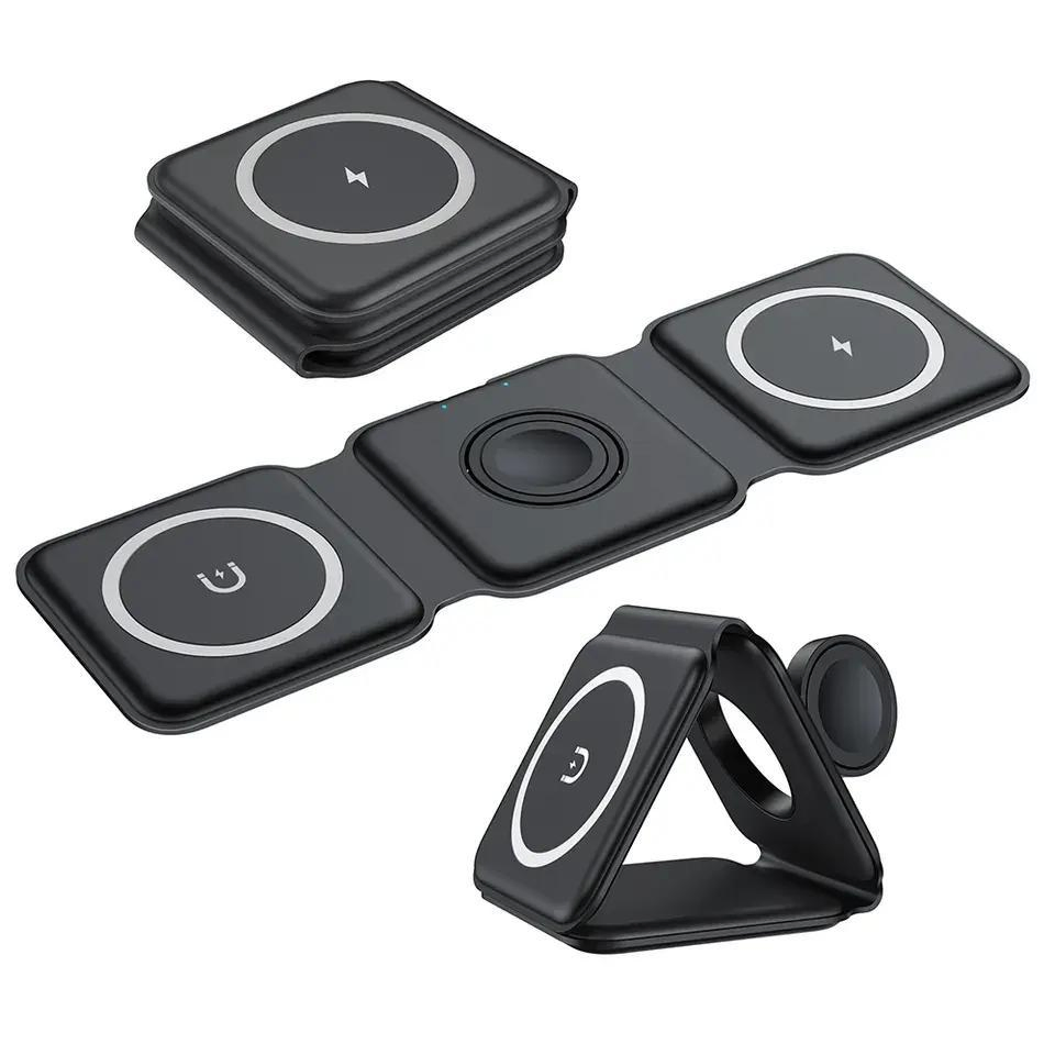 Most Popular Products 3in1 Wireless Charger for iPhone Device, Foldable and Portable with Magnetic Power Strip