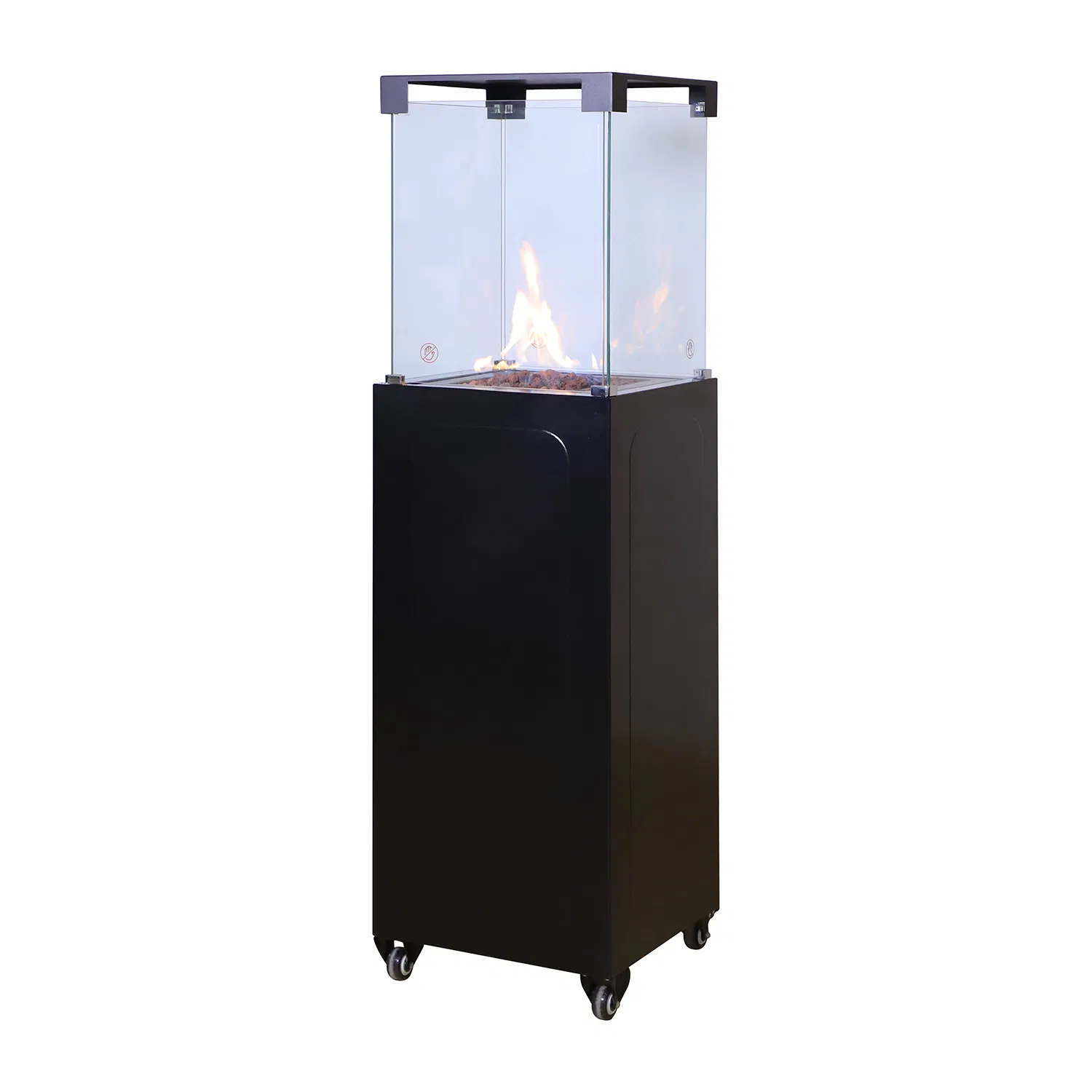 Indoor Gas Fireplace with Black Powder Coating Column 400 Mkii