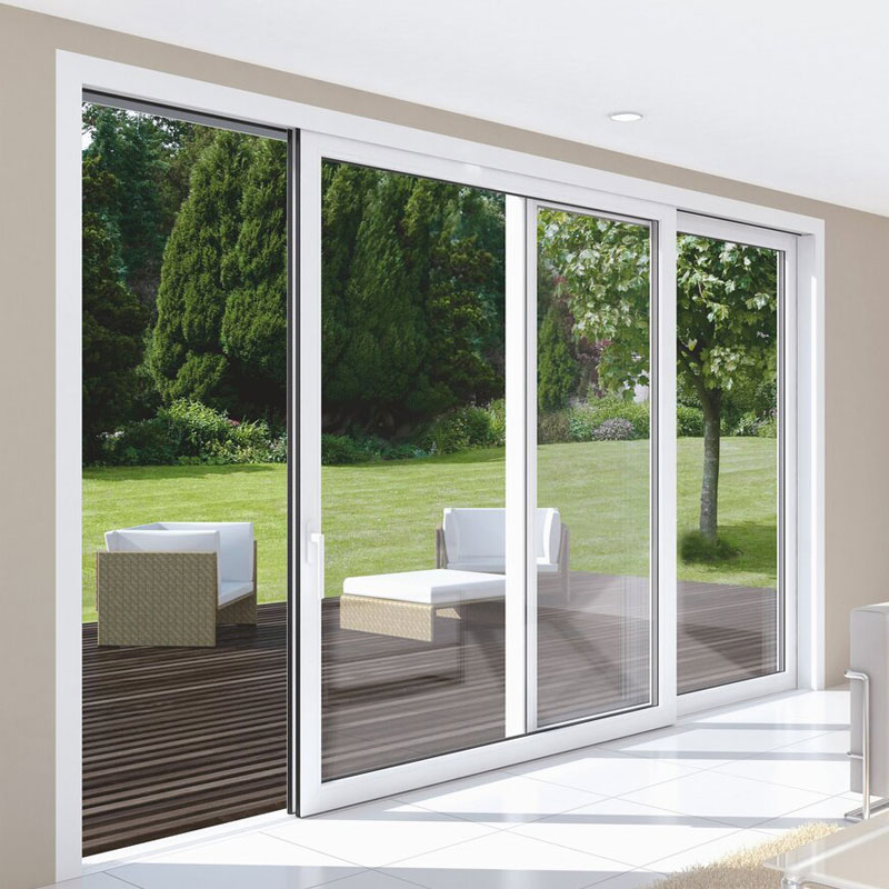 Classic White UPVC Sliding Door with Insulating Glass for Small Spaces Suitable as Entry Door