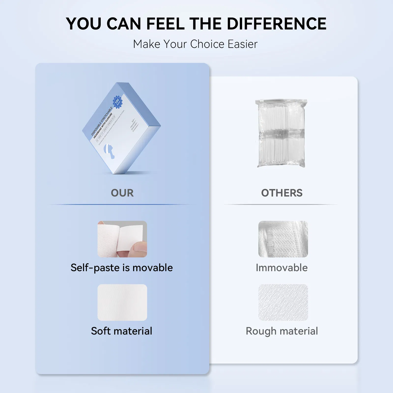 Disposable SPA Facial Headbands Elastic Bandeau with Adjustable Magic Tape for Women's Daily Use Beauty Personal Care