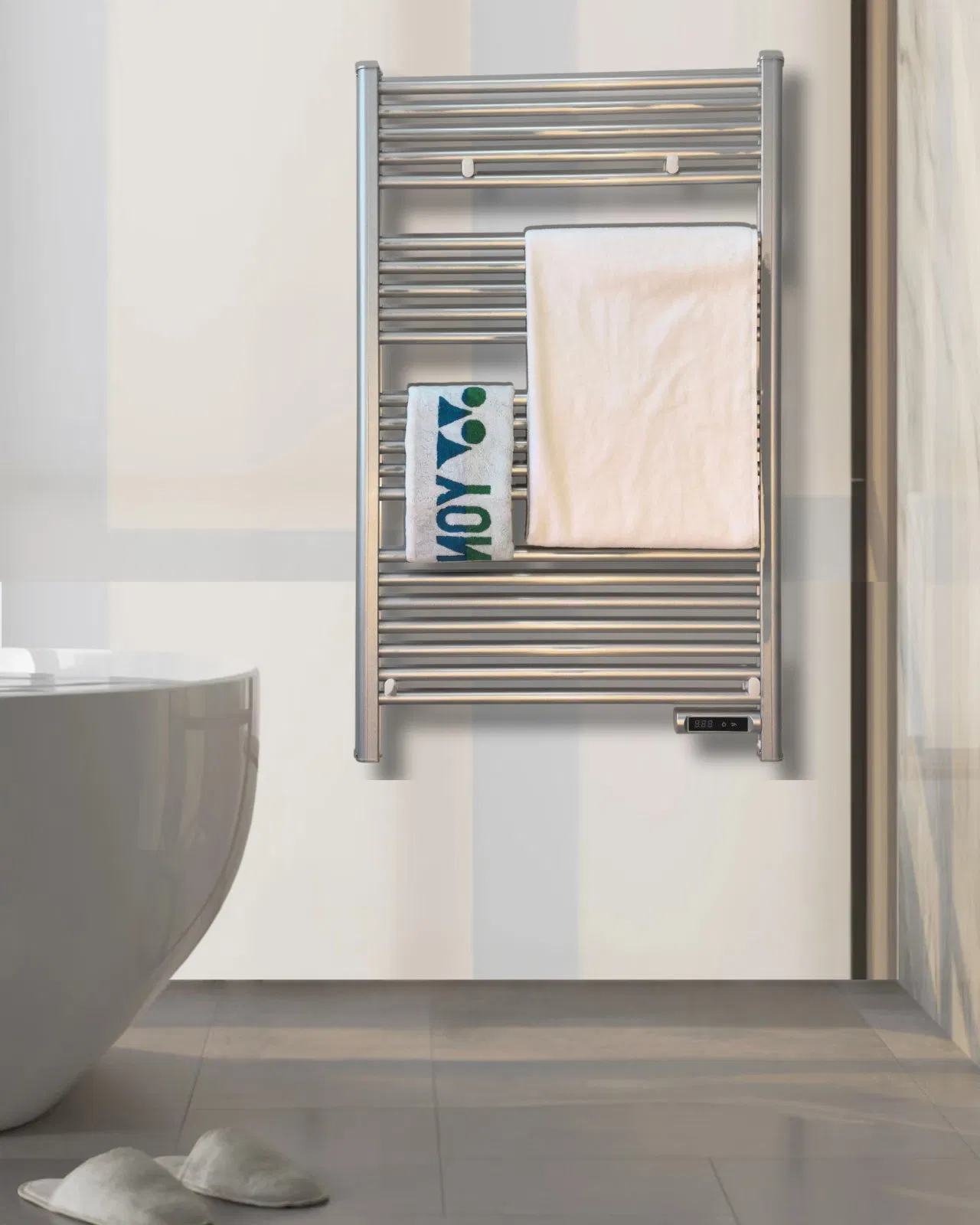 Ladder Style Electric White Straight Ladder Heated Towel Rail