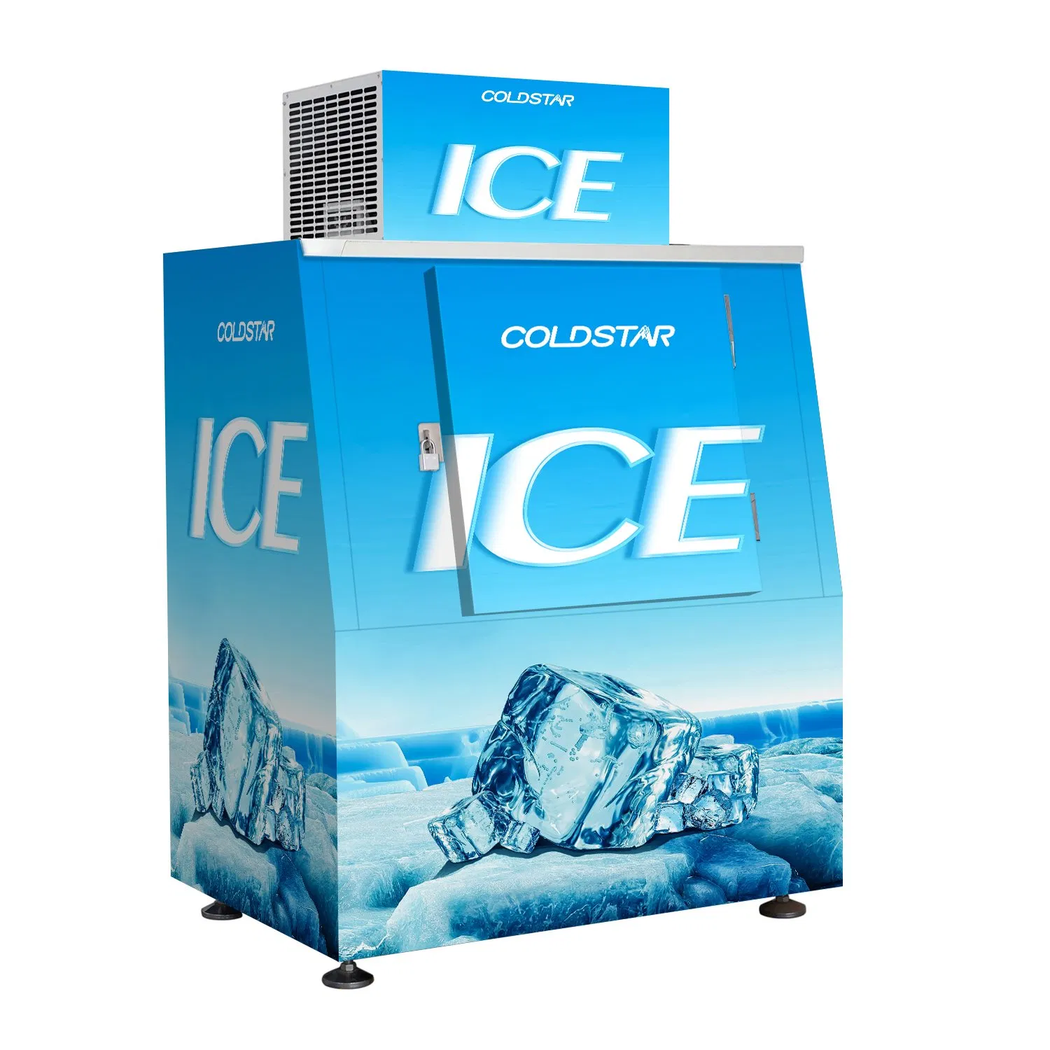 Ice Merchandiser Machine Outdoor Solid Door 120 Bagged Storage Bin Container Freezer