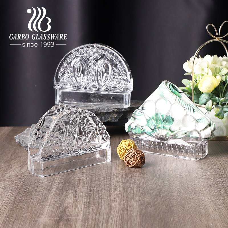 Practical Antique Vintage Glass Napkin Holder Crystal Clear Standing Glass Tissue Holder