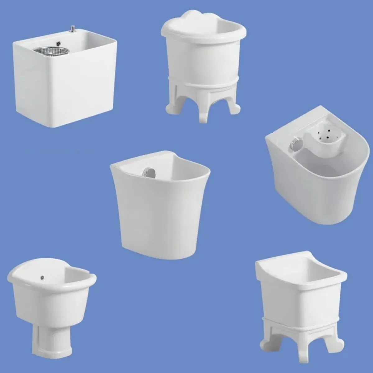 Hot Selling Pedestal Outdoor Mop Tub Ceramic Sanitary Ware White Glaze Mop Tub Sink