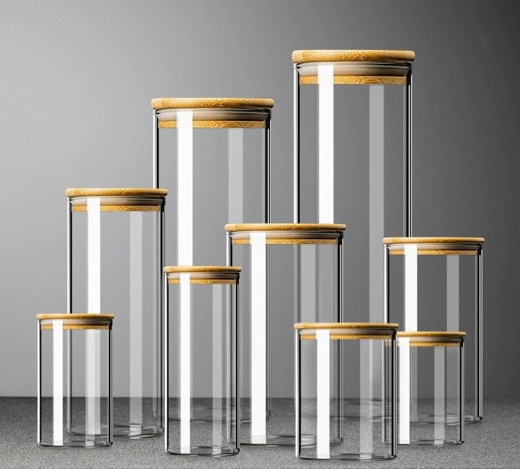 Kitchen Canisters Transparent Square High Borosilicate Glass Food Storage Containers Jar