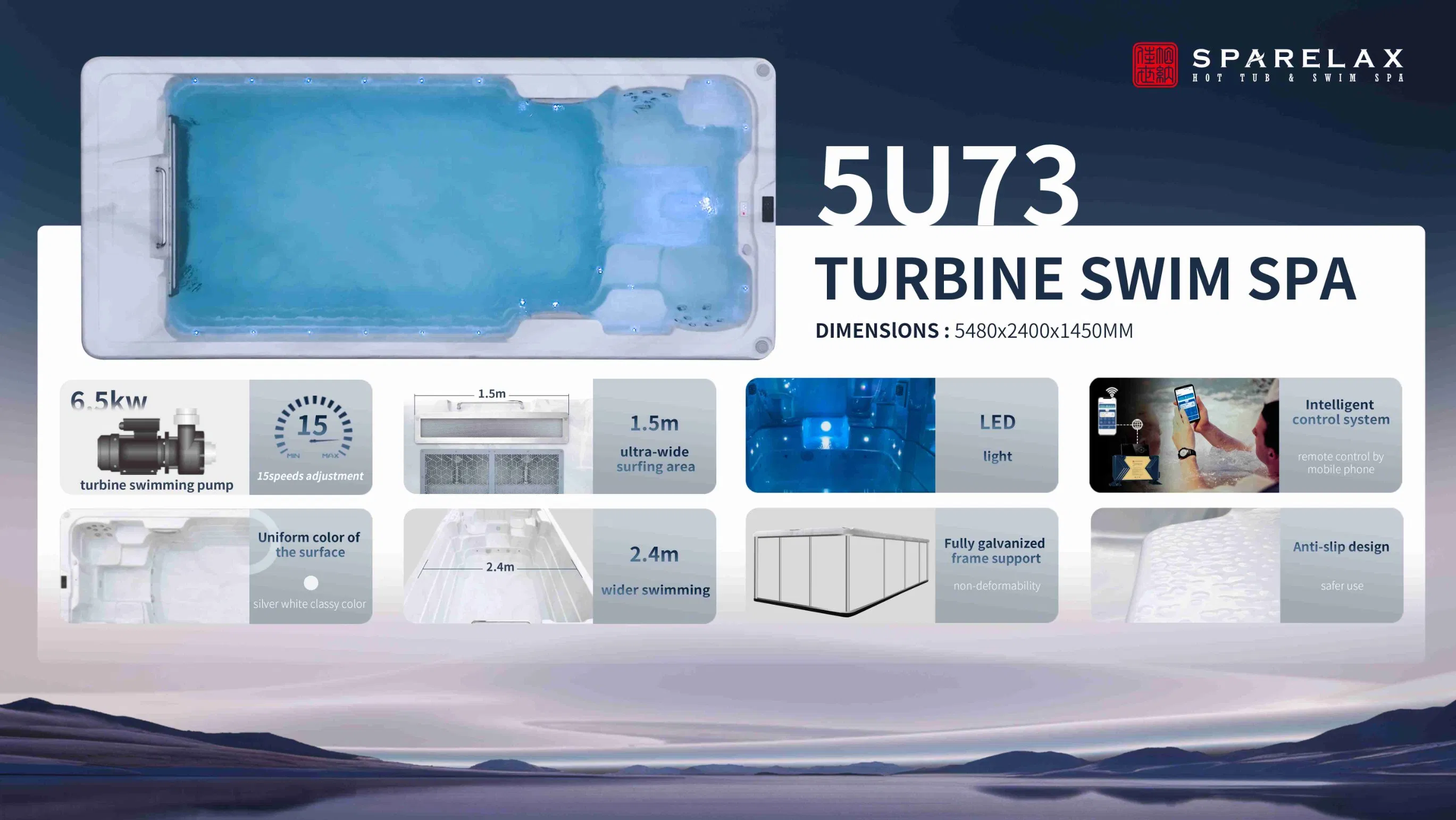 Acrylic Swimming Pool 5.4m Swim Pool SPA Hot Tub for Ultimate Relaxation