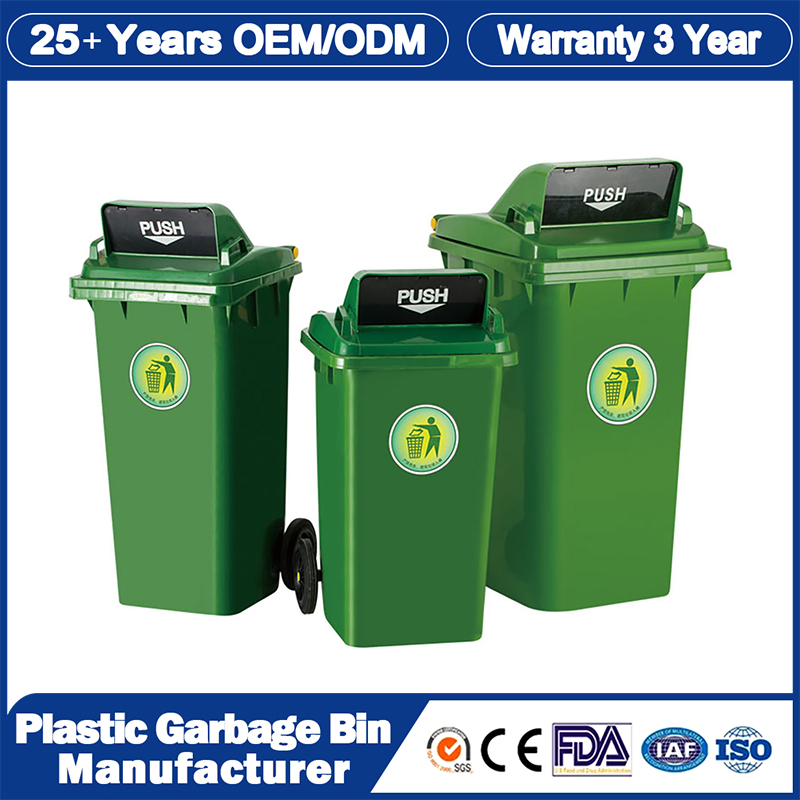 OEM ODM 30L/50L/60L/70L/80L/100L Plastic Trash Can Waste/Garbage Bin with Push Lid for Hotel Household