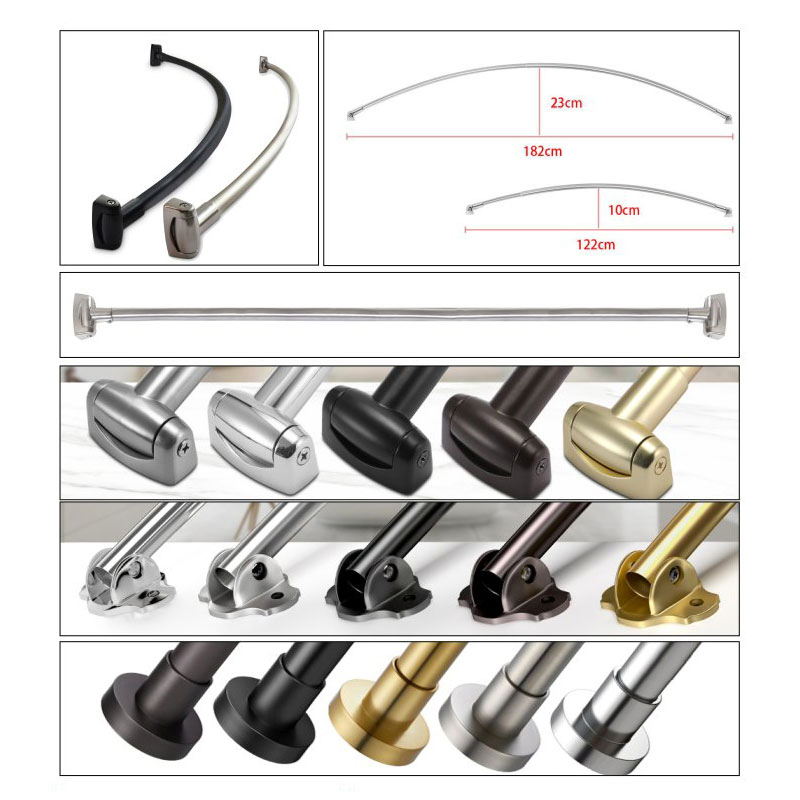 Adjustable Bathroom Telescopic Rods Stainless Steel Shower Curtain Rod Shower Pole