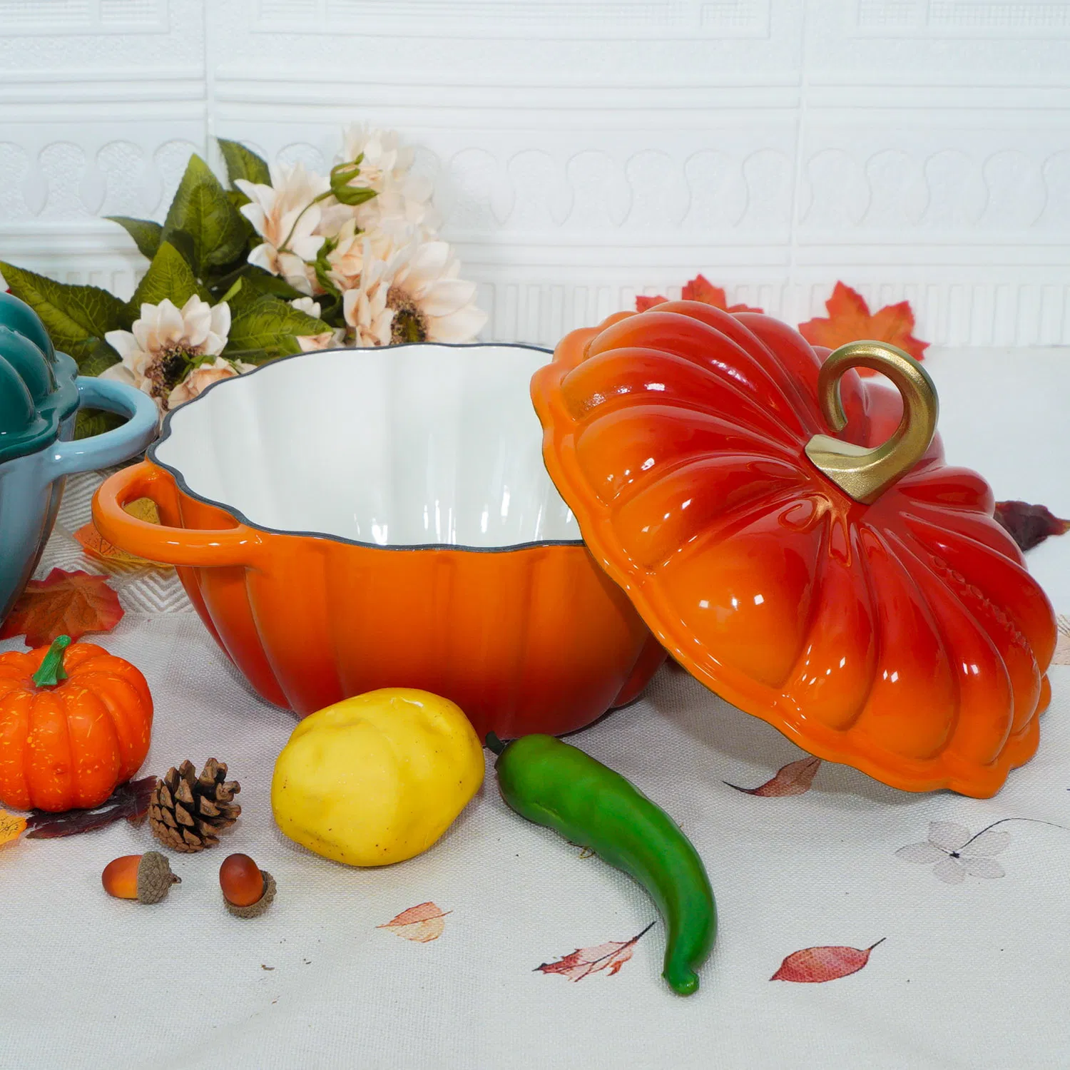 Factory Direct Non-Stick Enamel Cast Iron Pumpkin Casserole