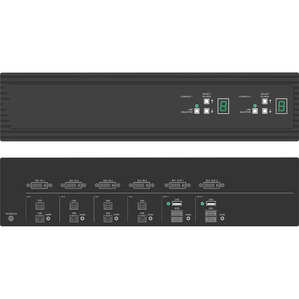 4-портовый KVM-коммутатор DVI Secure 2x4