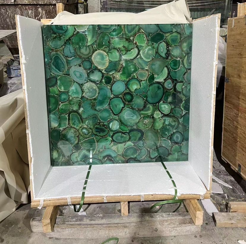 Nature Semi Precious Stone Green Agate Slab and Tile