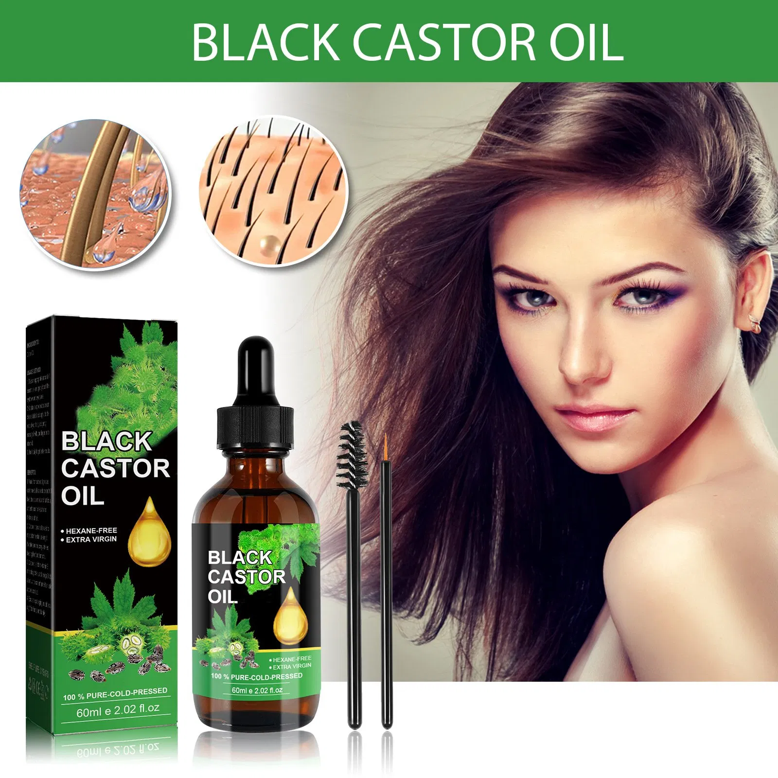 Natural Eyelash Growth Serum Hair Products Custom Logo Eyebrow Castor Oil Serum Private Label Organic for Hair Growth Castor Oil
