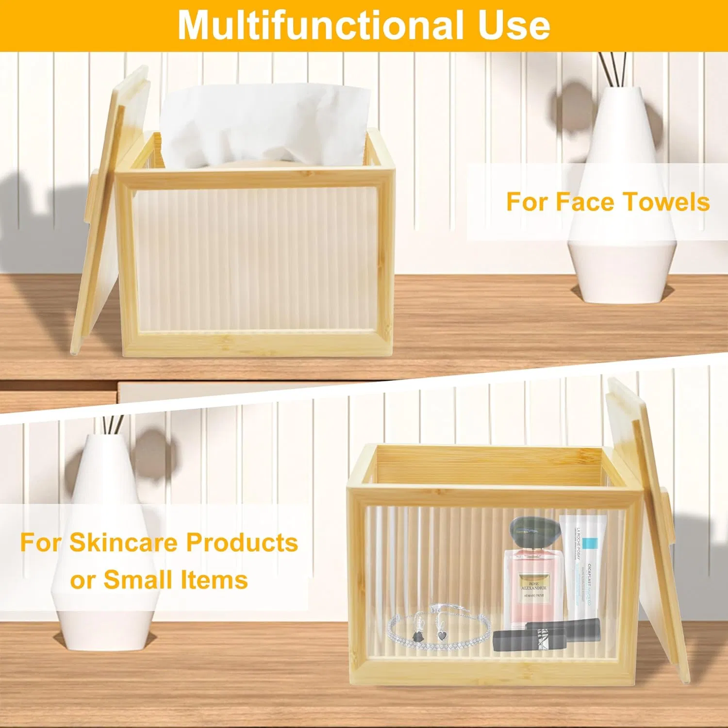 Bamboo and Organic Board Storage Makeup Remover and Face Towel Storage Box