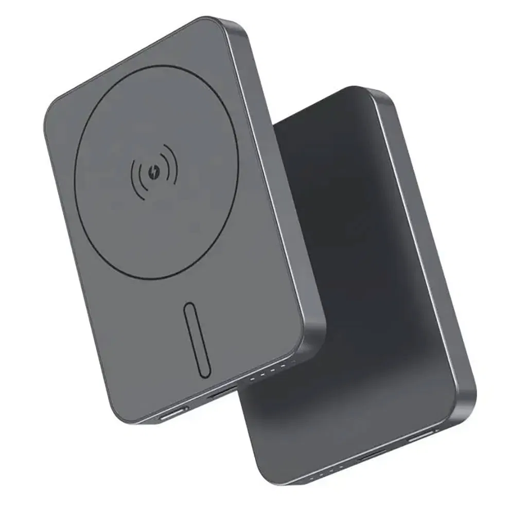 Aluminum Alloy 5000mAh Portable Small Size Magnetic Wireless Fast Charge Power Bank for Cellphone Low Battery Emergency