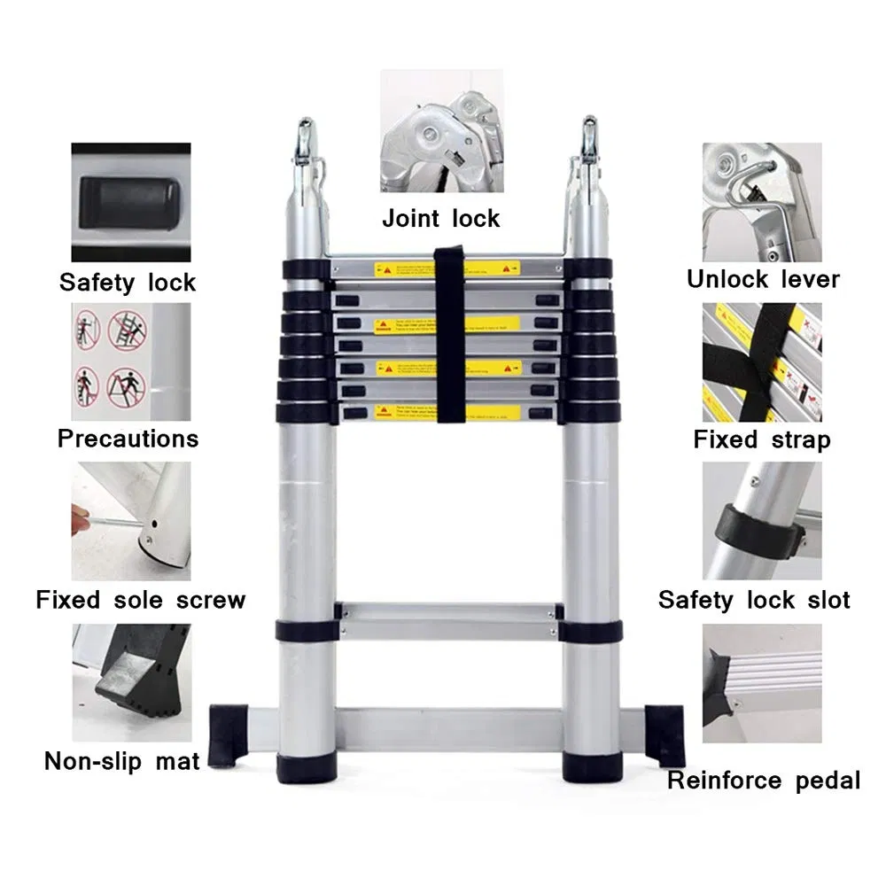 China Supplier Aluminum Telescopic Ladder Folding Retractable Stairs Ladder En131