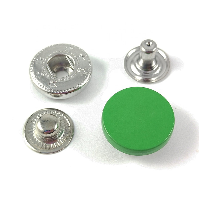 Кнопки металлические пружинные для одежды 4 части матовые