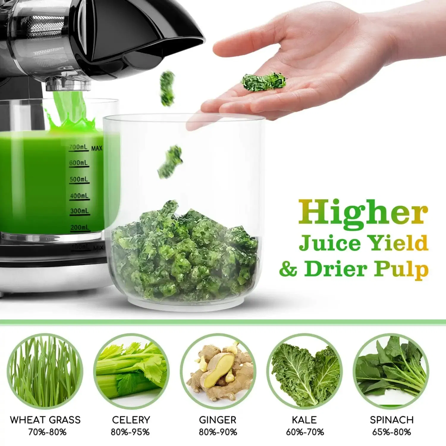 New Arrive Wholesale 150W Horizontal Slow Juicer Extractor with Very Low Speed 65rpm Cold Press Juicer Machine