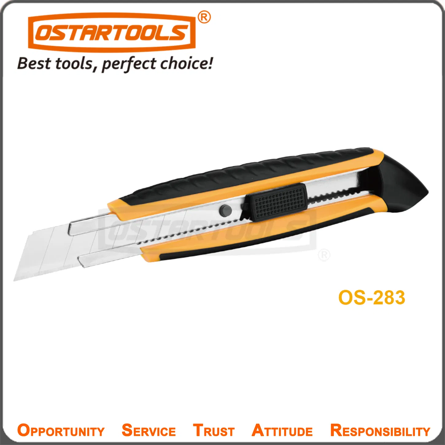 Multi-Function Snap-off Cutter Utility Knife with Plastic Shell and Double Slider