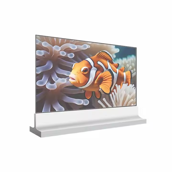 Ultra Thin Double Sided Floor Stand Kiosk 4K Digital LED Screens Floor Stand Transparent Display Screen OLED Touch Screen