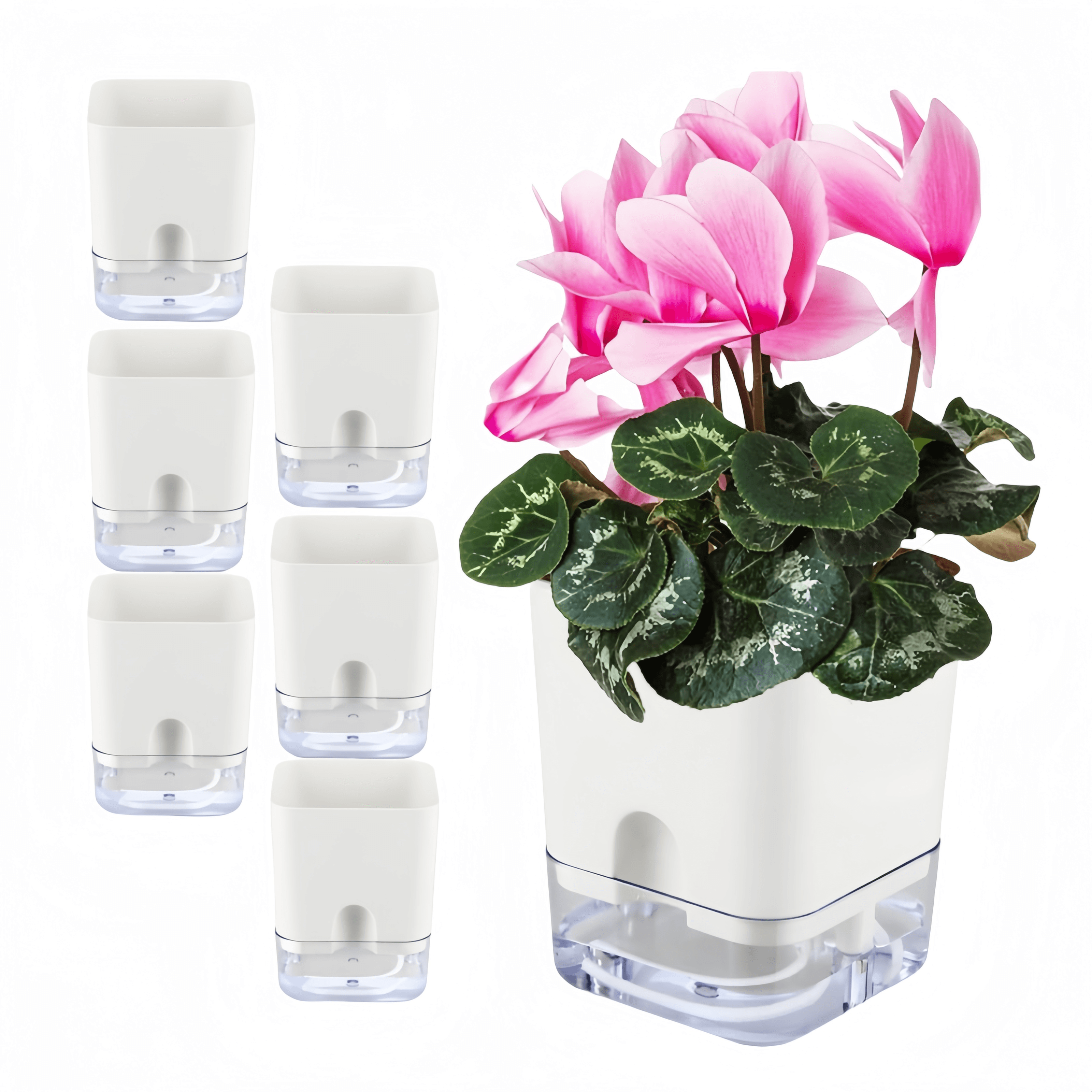 Горшок для растений двухслойный магнитный с автополивом