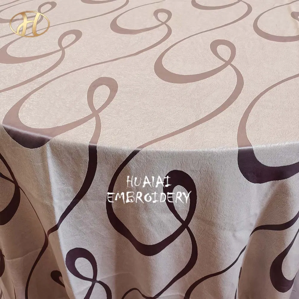 High Quality Durable Large Round and Square Ivory and Brown Table Covers Linen for Hotel