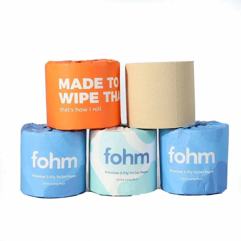 Customized Logo with Pattern 24/48rolls Per Carton No Dust Bamboo Toilet Tissue